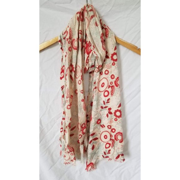 Boutique Cream, Red, & Blue scarf - Picture 1 of 2